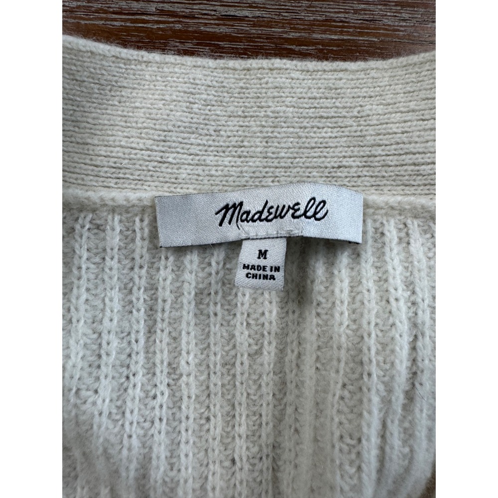 Madewell Women's Ribbed Button-Front Merino Wool Blend Cardigan Sweater - Picture 6 of 8